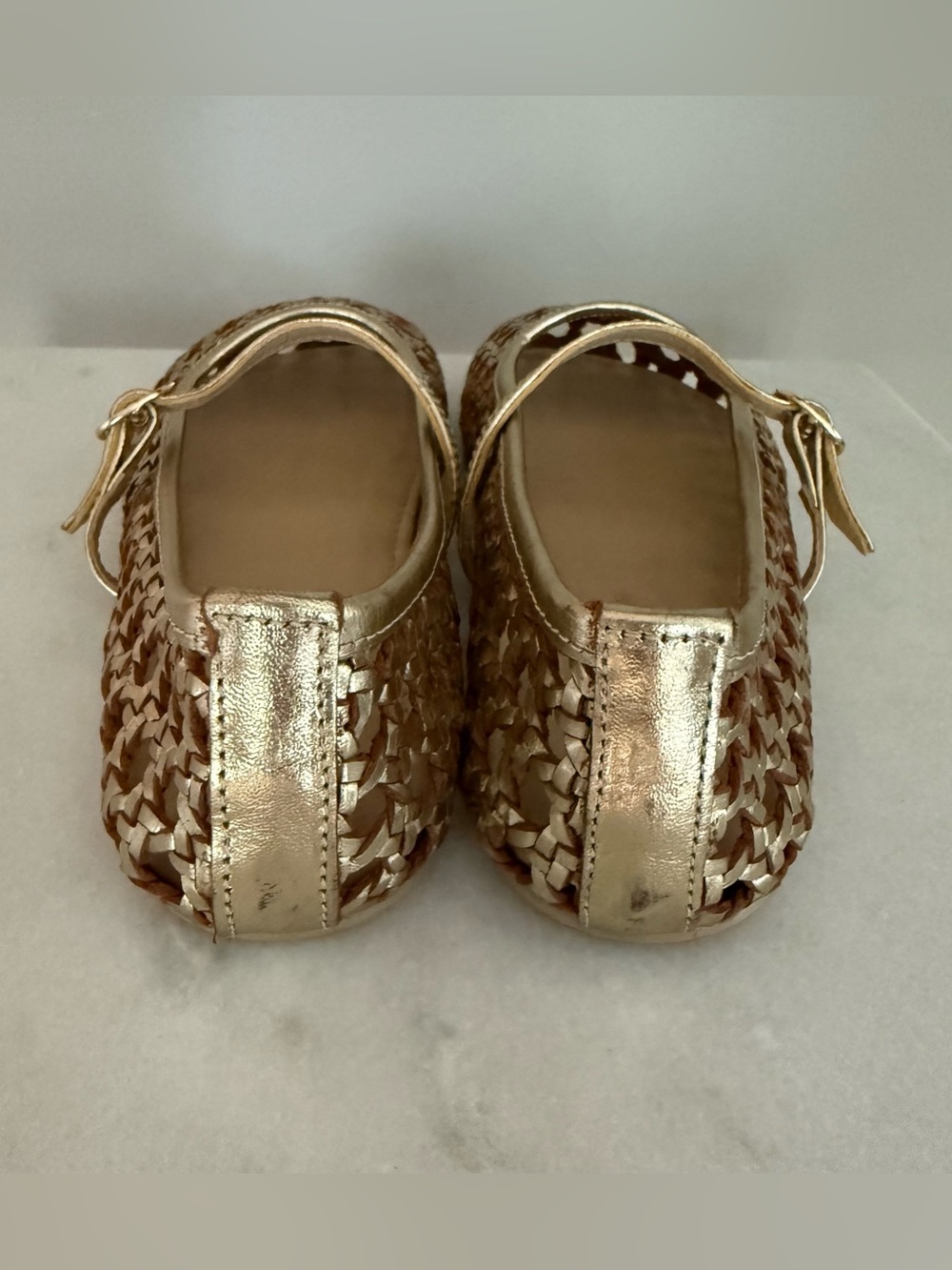 Origo Gold Woven Ballerina Mary Jane by Anya leather barefoot shoes 9 - Picture 4 of 7